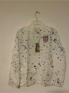 USA Soccer White Splash Print Windbreaker - Nike -Size M